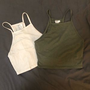 White & Green Crop Tops